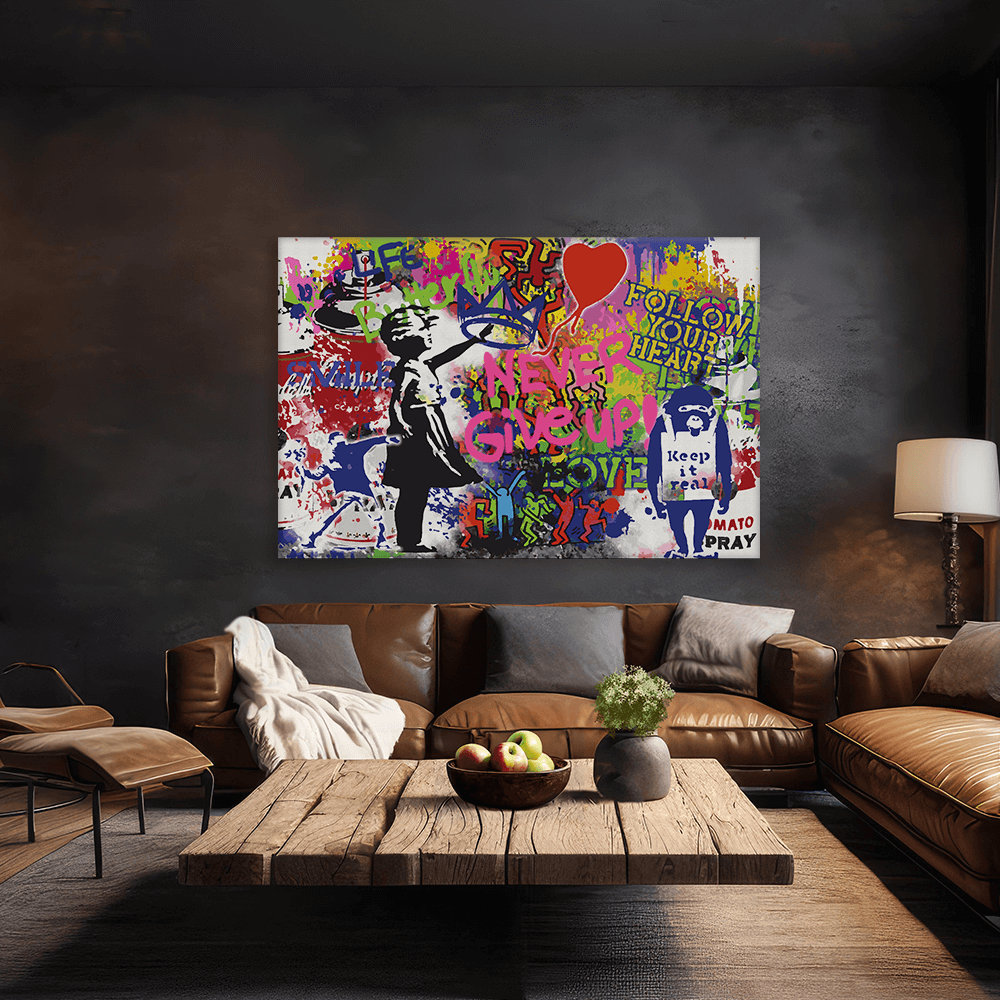 Malen nach Zahlen - Never give up - Banksy inspired
